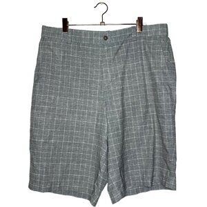 Nike Golf Shorts Size 34 Flat Front Gray Check Tour Performance Stretch Dri-Fit